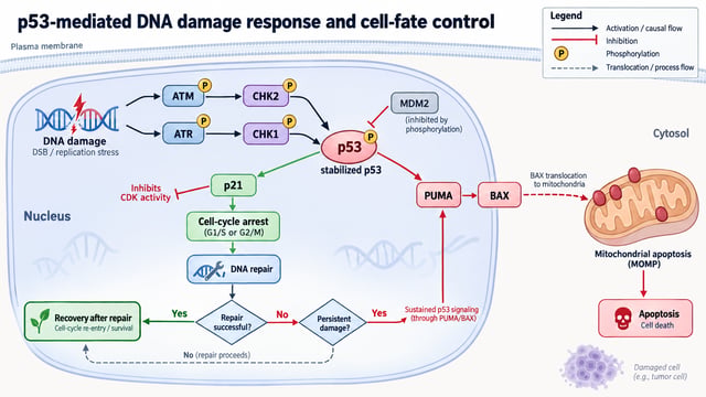 p53-mediated DNA damage response and cell-fate control