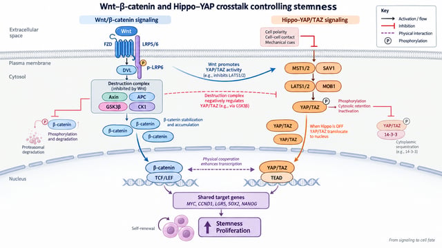 Wnt-beta-catenin and Hippo-YAP crosstalk controlling stemness
