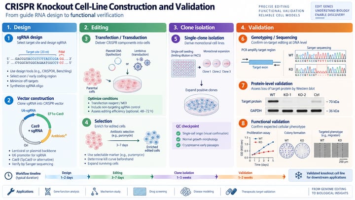 CRISPR knockout cell-line construction and validation
